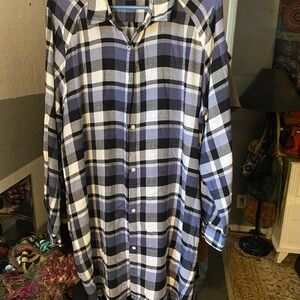 DKNY Oversized Black and White Checkered Sleep Shirt